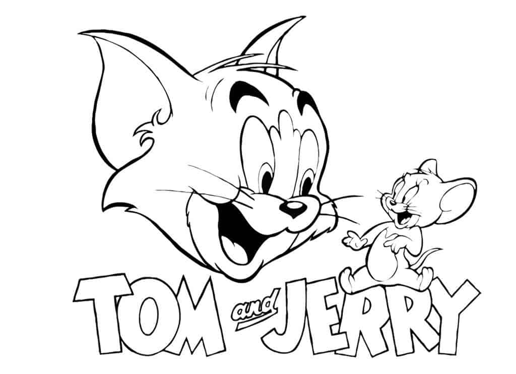 Tom and Jerry close up colouring image