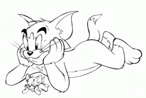 tom jerry colouring page lying down