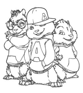 Alvin and the Chipmunks group colouring page