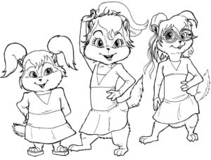 chipettes Alvin and the Chipmunks colouring image