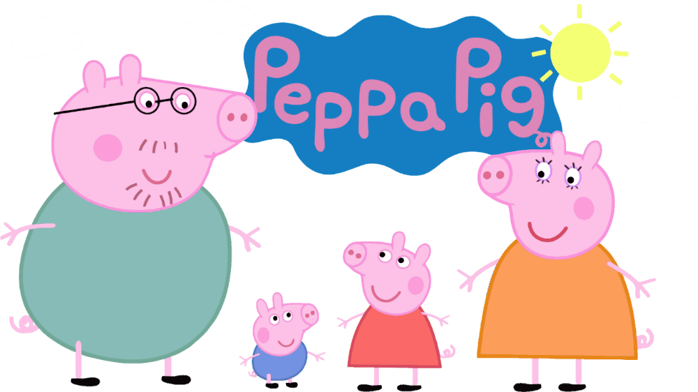 Check out this transparent Peppa Pig with whole family PNG image