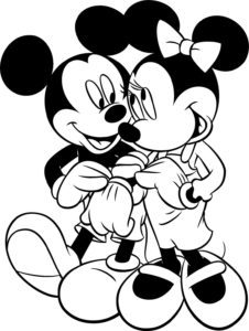 Mickey and Minnie Mouse colouring page
