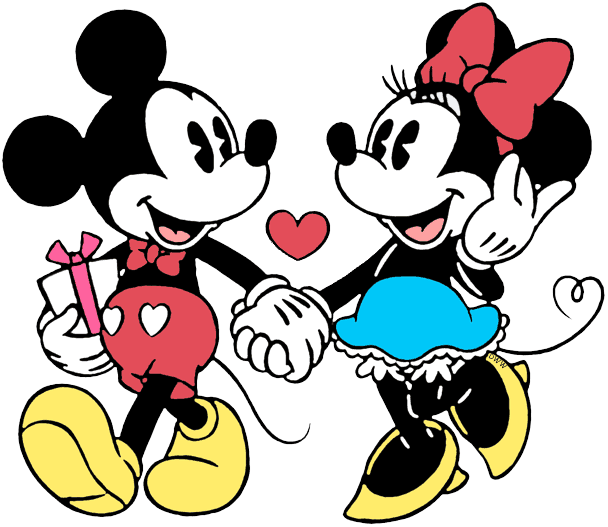 Mickey and Minnie Mouse walking hand in hand PNG Image