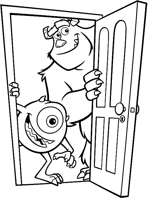 Monsters, Inc Sulley and Mike colouring page