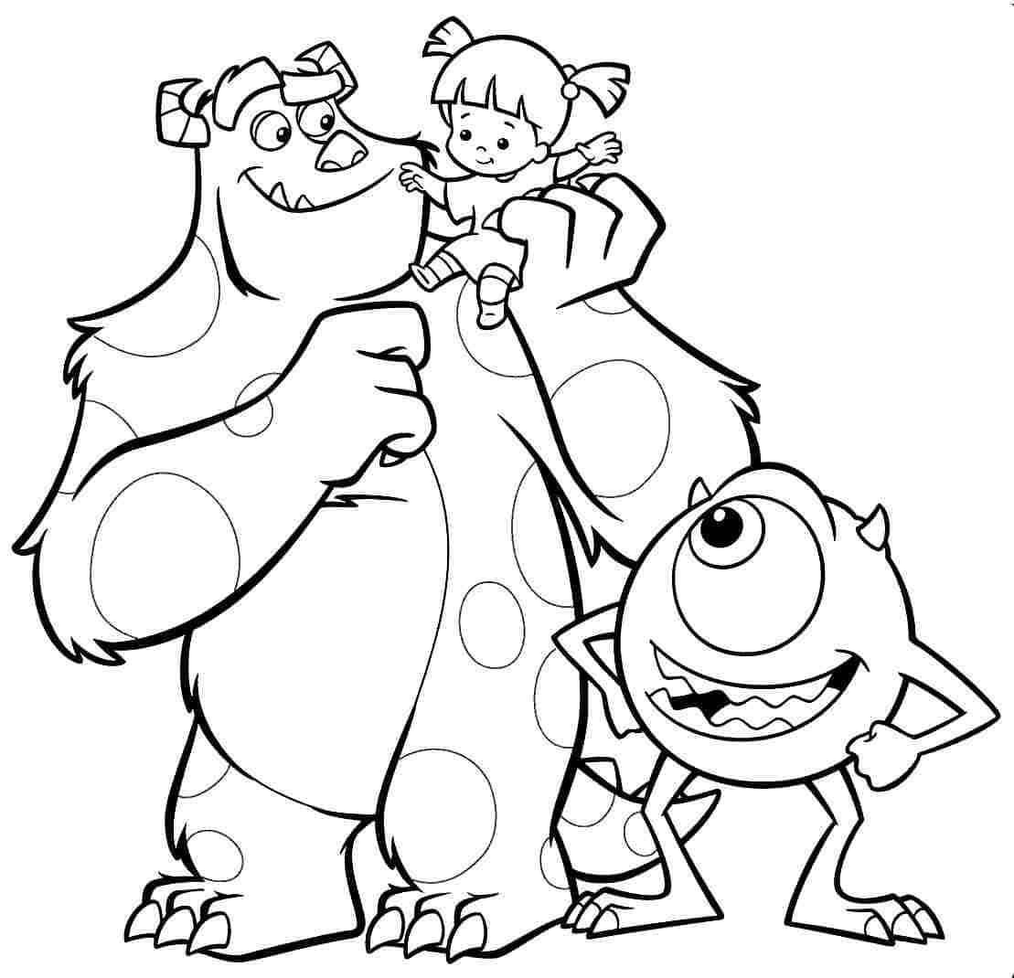 Monsters, Inc Sulley, Mike and Boo colouring page