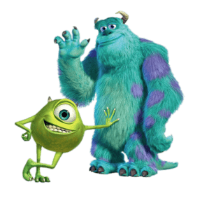 Mike leaning against Sulley