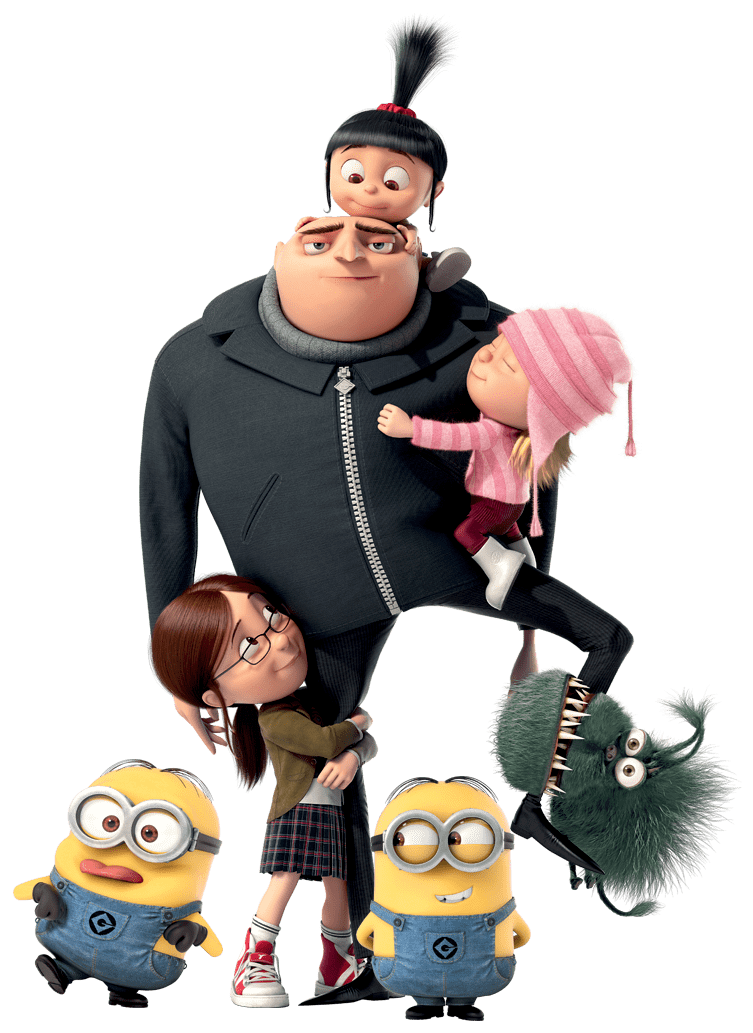Check out this transparent Despicable Me Gru with Girls and Minions PNG