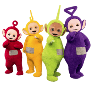 Teletubbies pointing to front