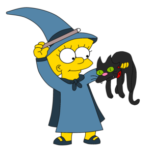 Lisa Simpson holding black cat