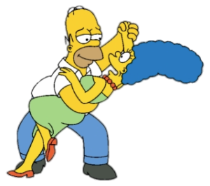 Homer and Marge Simpson dancing