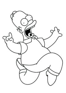 Homer running Colouring page