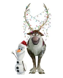 Frozen Olaf and Sven ready for Christmas
