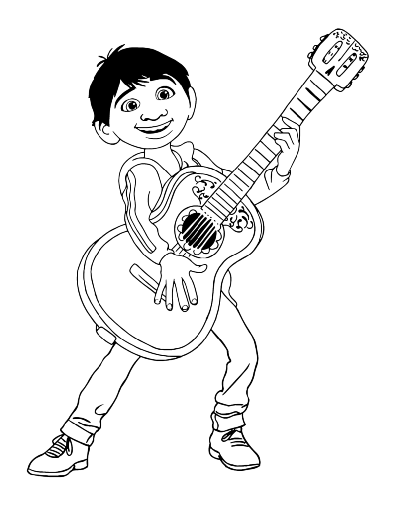 Coco Miguel on guitar Colouring page
