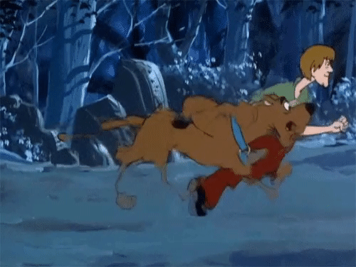 Scooby-Doo and Shaggy running