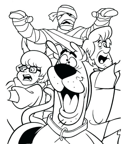Scooby-Doo and mummy colouring page