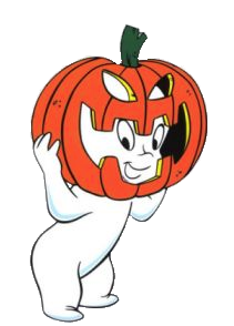 Casper head in Halloween pumpkin