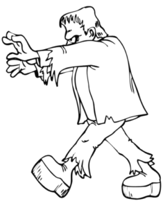 Frankenstein walking colouring page