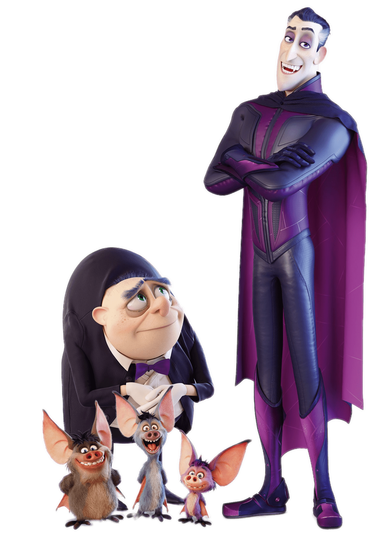 Check out this transparent Monster Family Dracula, Butler and Bats PNG