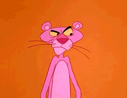 The Pink Panther frowning