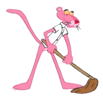 Pink Panther cleaning PNG Image