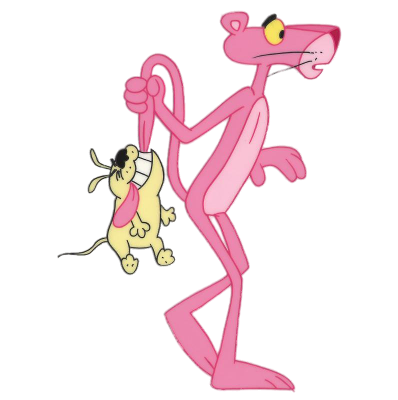 Check out this transparent Dog biting Pink Panther's tail PNG image