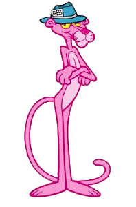 Pink Panther wearing hat