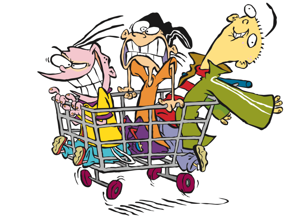 Ed, Edd n Eddy in shopping cart PNG Image