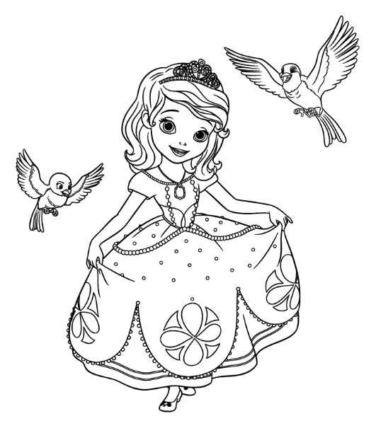 Sofia the First with bird friends