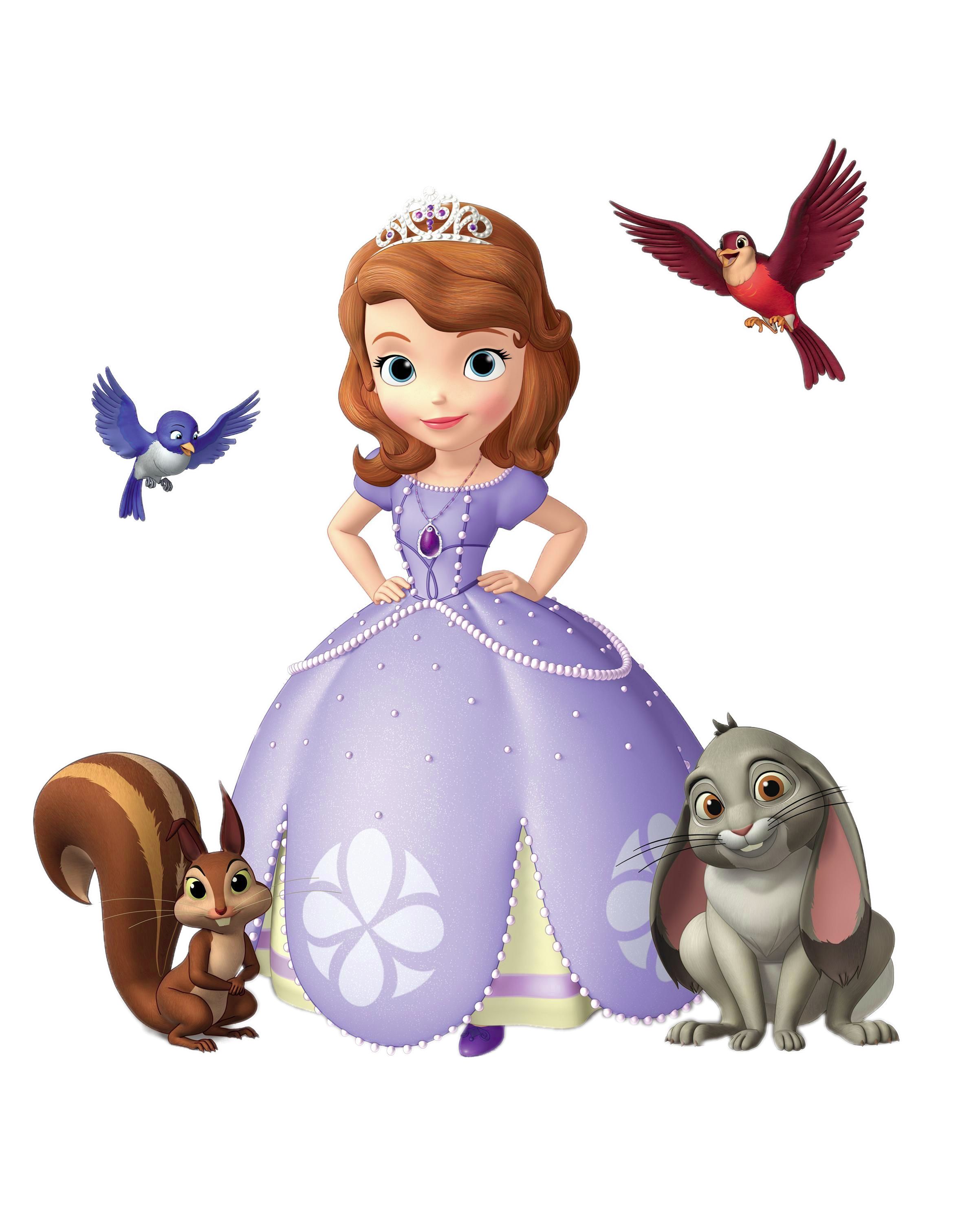 Sofia the First with animal friends PNG Image.