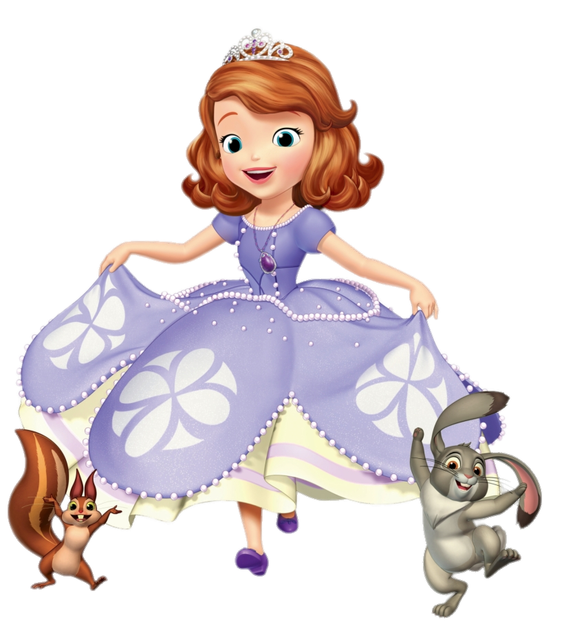 Sofia the First dancing with squirrel and rabbit