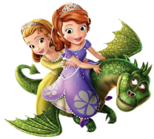 Sofia the First and Rapunzel on dragon