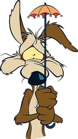 Wile E. Coyote with mini parasol PNG Image