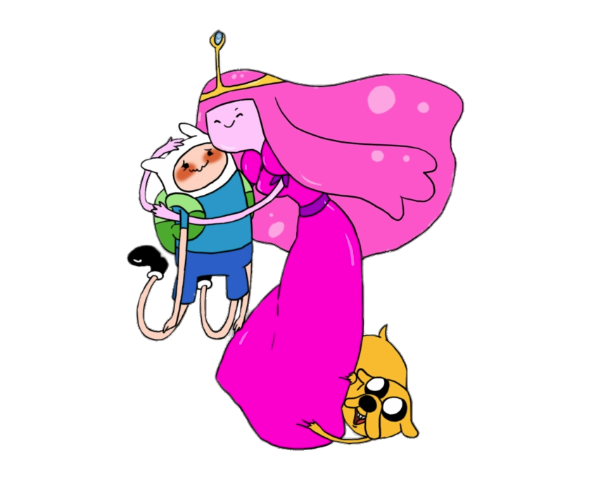 Adventure Time Princess Bubblegum hugging Finn PNG Image