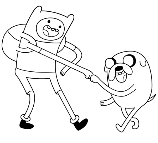 Finn and Jake Fist Bump Colouring page