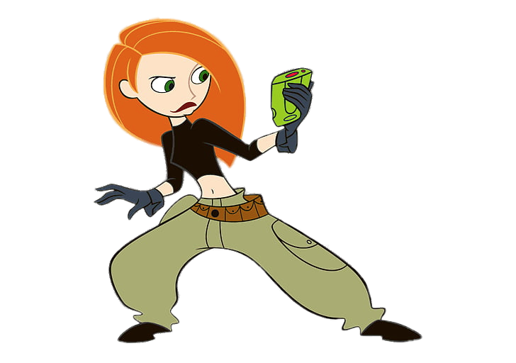 Kim Possible looking at device PNG Image