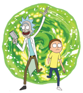 Rick and Morty coming out of portal