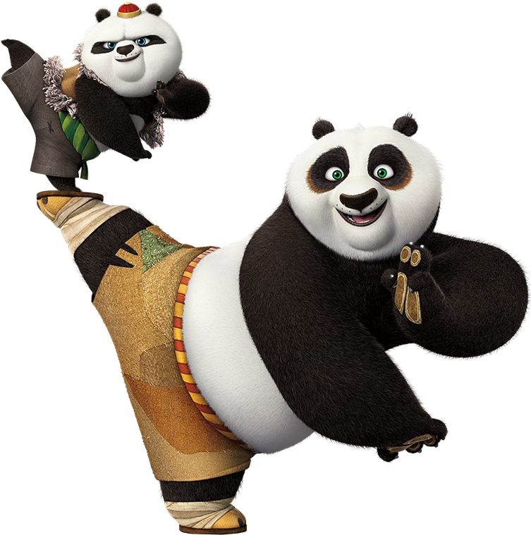 Kung Fu Panda Po exercising with Baby Bao