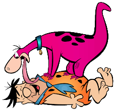 The Flintstones Dino licking Fred's Face