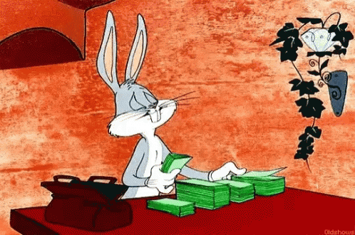 Bugs Bunny counting money animated GIF
