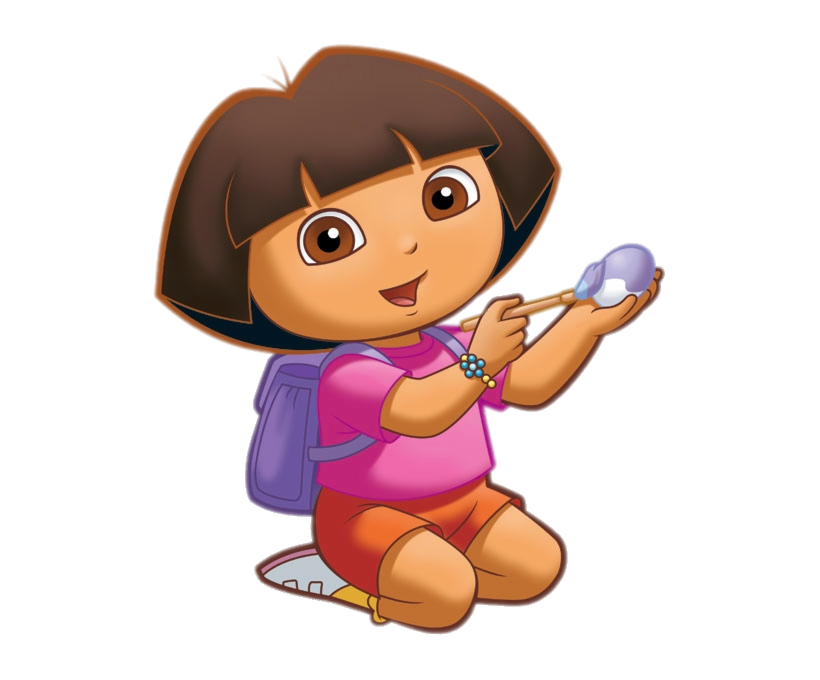 Check out this transparent Dora the Explorer painting an Easter egg PNG