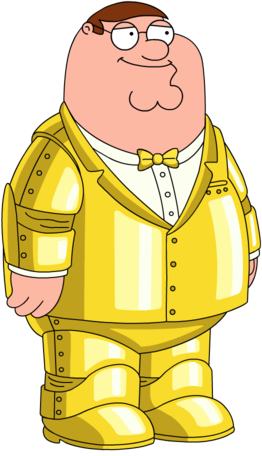 Check out this transparent Family Guy Peter Griffin in Golden suit PNG