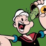 Popeye emptying can of spinach