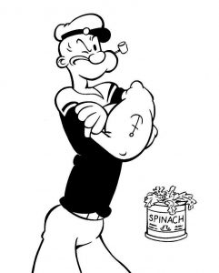 Popeye with can of spinach
