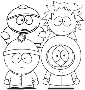 South Park Main Characters Colouring Page