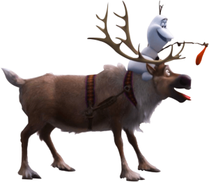 Sven Reindeer playing with Olaf Frozen 2 PNG image