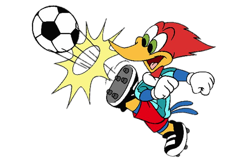 Woody Woodpecker playing football