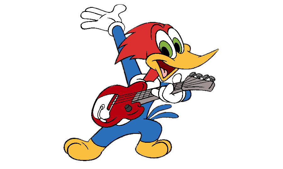 Check out this transparent Woody Woodpecker playing guitar PNG image