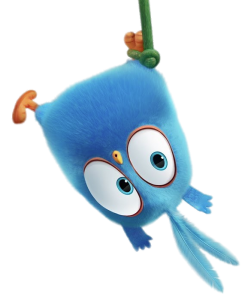 Angry Bird Blue hanging upside down