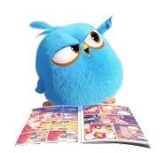 Angry Bird Blue reading comics
