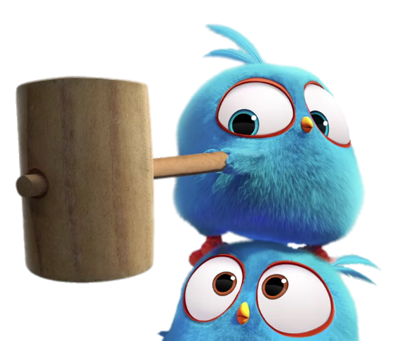 Angry Birds Blues holding hammer